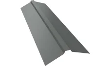 Планка конька прямоугольного 115х30х115 Гранд Лайн 0,45 ПЭ с пленкой RAL 9006 бело-алюминиевый (2м)