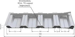 Уплотнитель профильный Полиэстер HC44-ТУ (1м) обратный РуфИзол