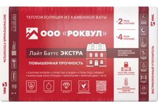 Утеплитель Р-ВУЛ Лайт Баттс Экстра 1000х600х100 (4шт/пач. 2,40м2, 0,24м3, 24пач/пал)